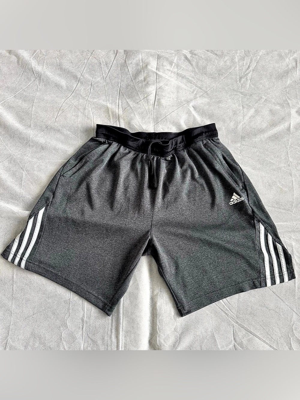 Adidas Sz Large Axis Knit Training Shorts Gym Exercise Running Gray/Black